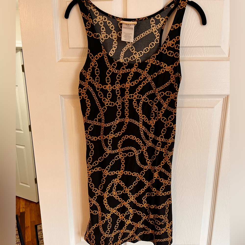Michael Kors Elegant Chain Print Black Dress